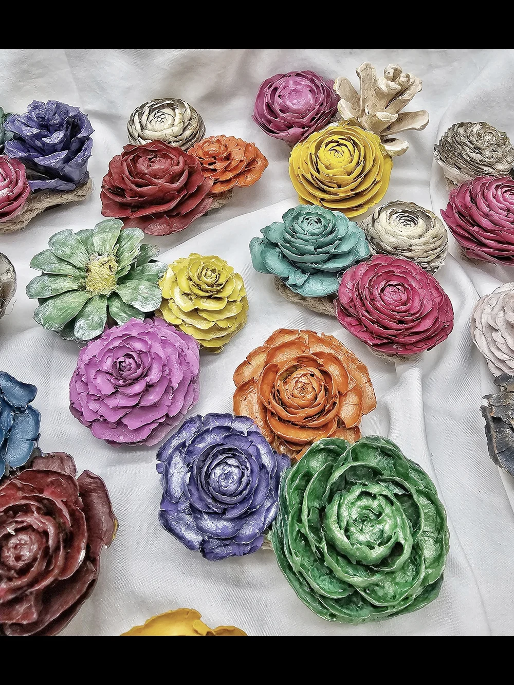 Floral Magnets For Wedding And Bridal Favors... Made From Pinecones!